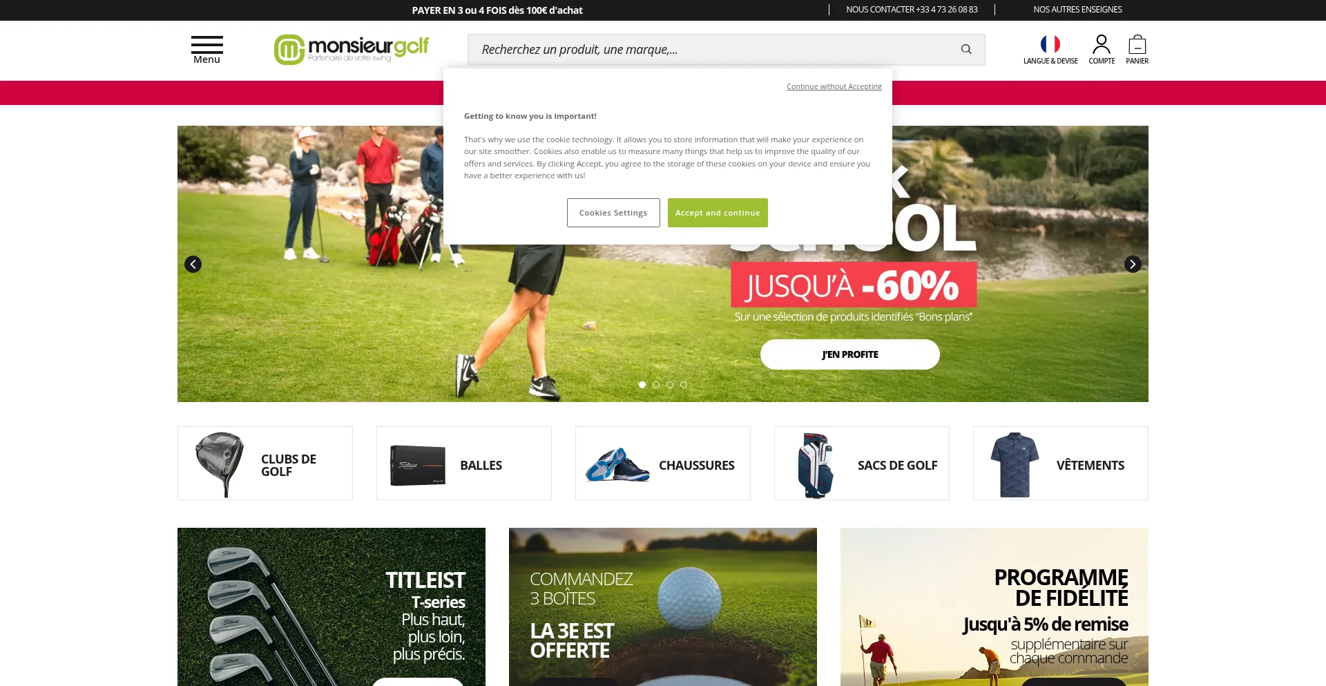 Website screenshot of Monsieurgolf.com