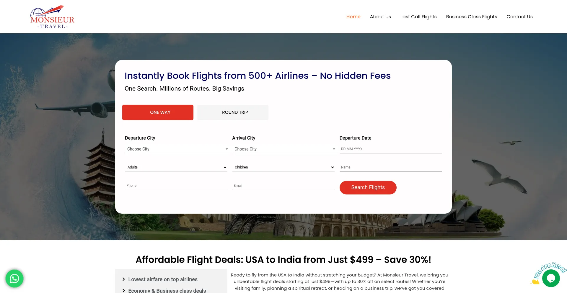 Website screenshot of Monsieurtravel.com