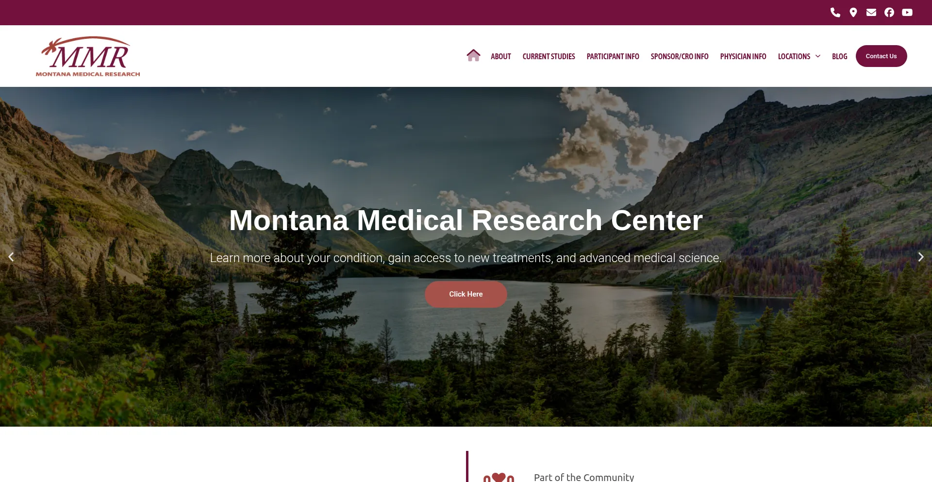 Website screenshot of Montanamedicalresearch.com
