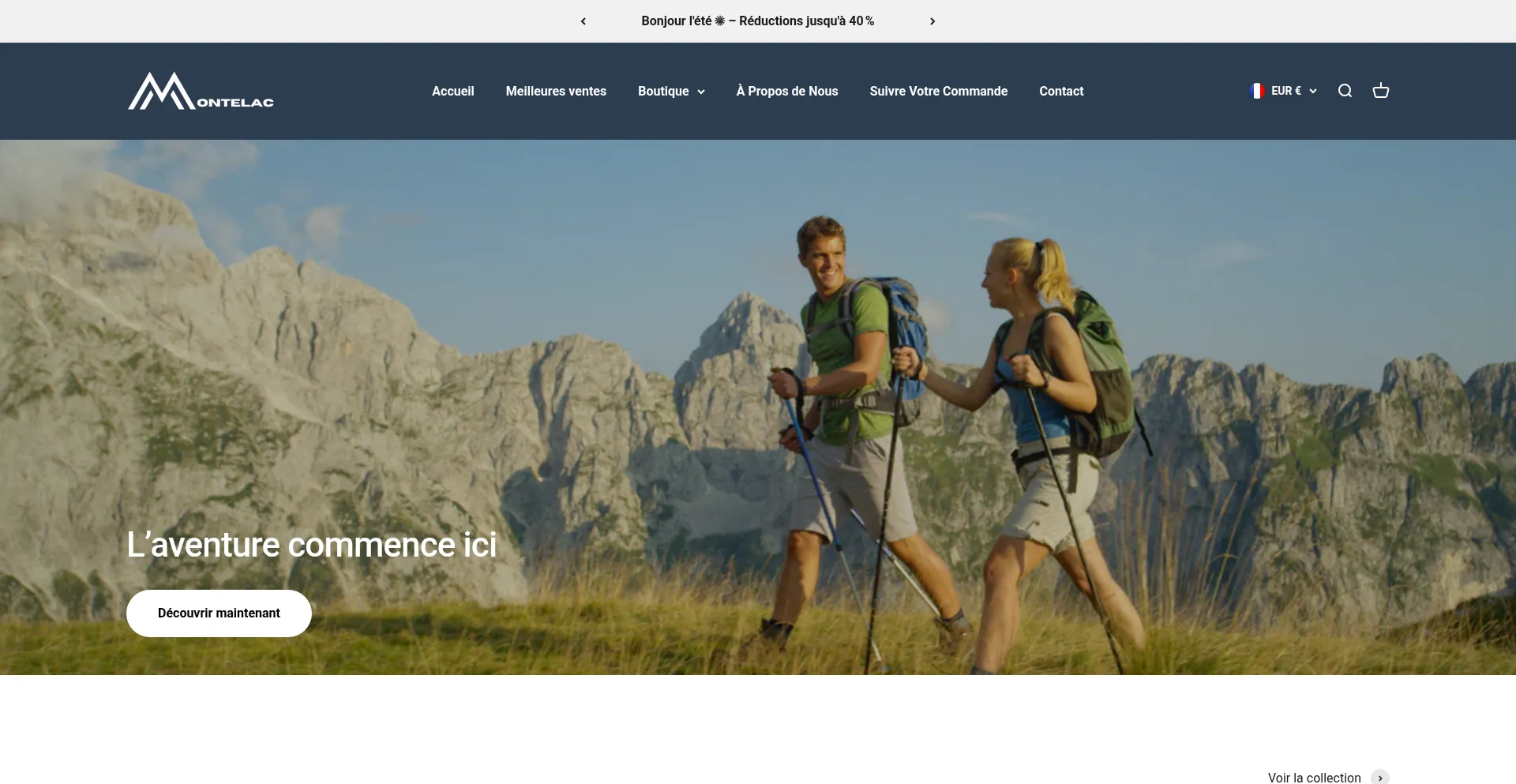Website screenshot of Montelac.fr