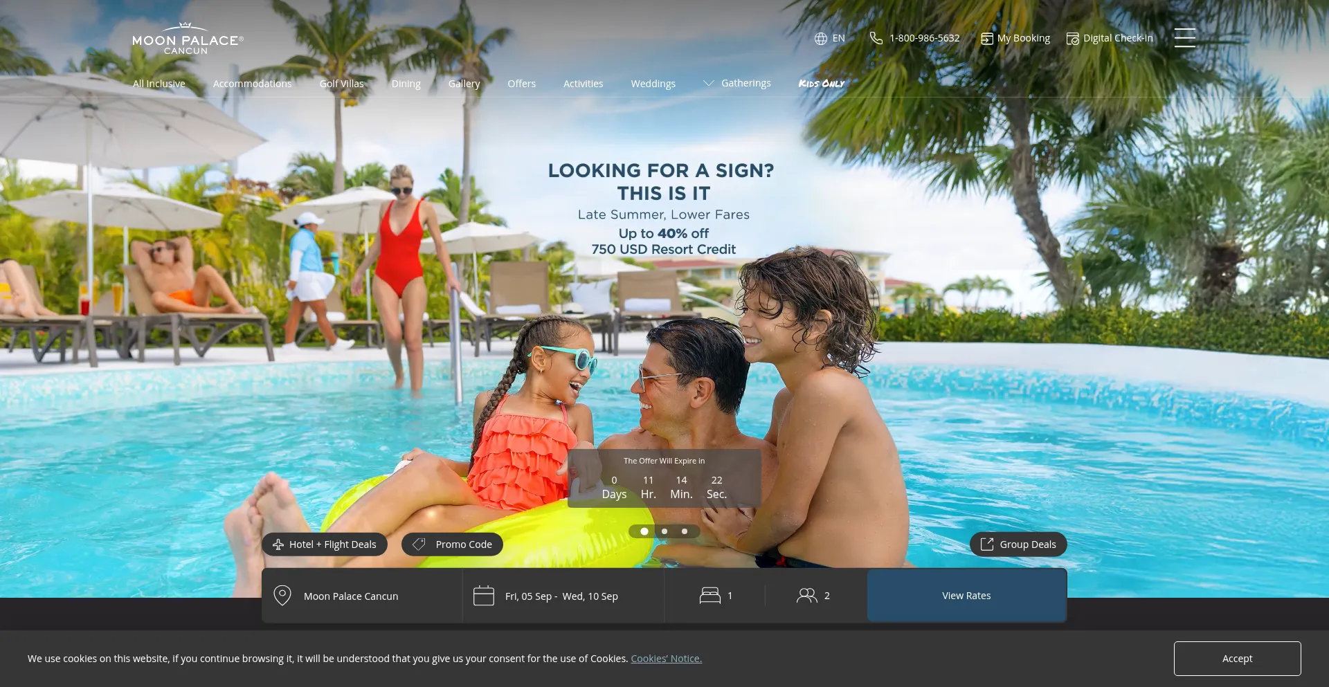 Website screenshot of Moonpalacecancun.com