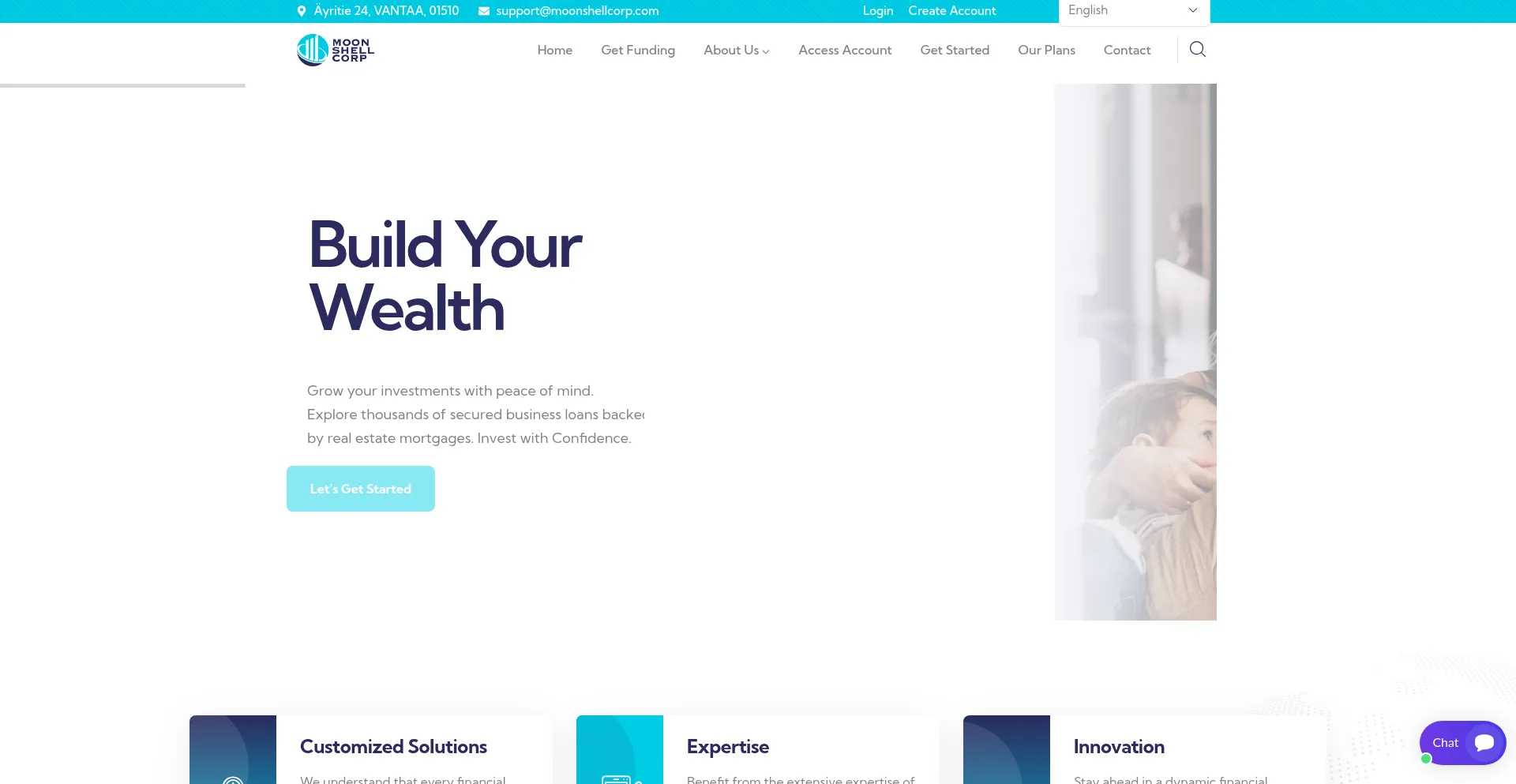 Website screenshot of Moonshellcorp.com