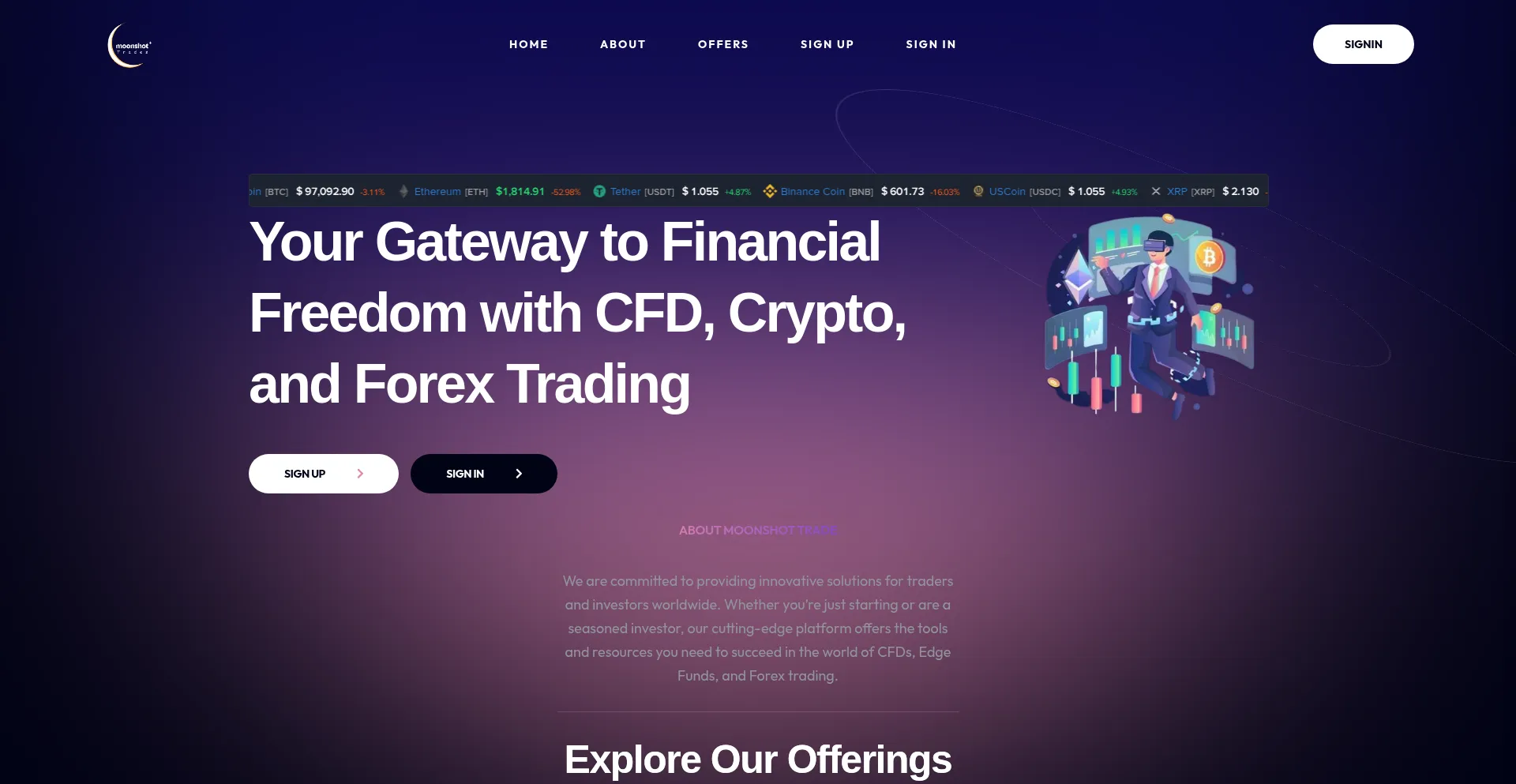 Website screenshot of Moonshotrade.com