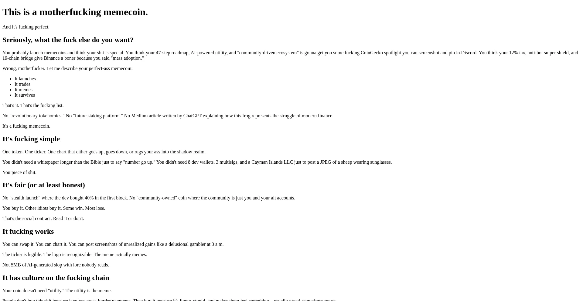 Motherfuckingmemecoin.com