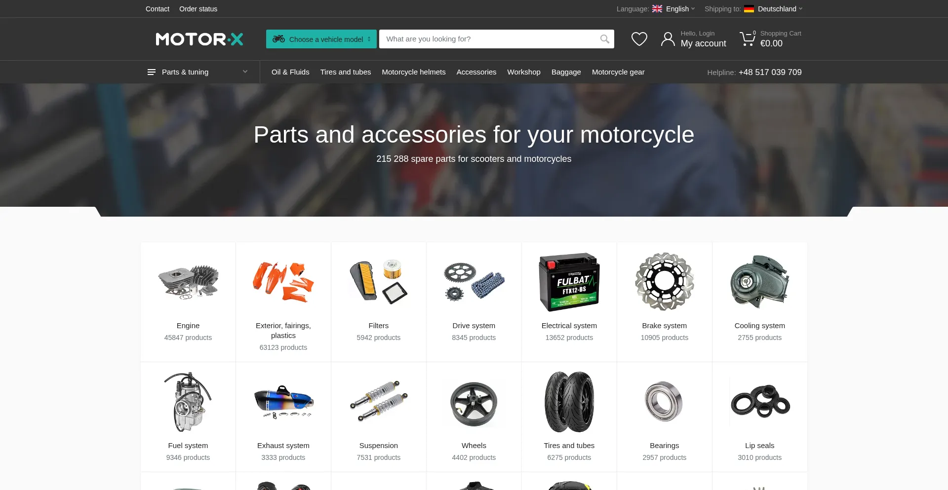 Website screenshot of Motor-x.com