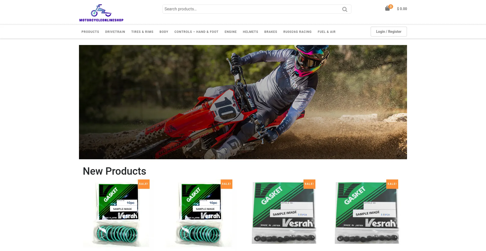 Website screenshot of Motorcycleonlineshop.com
