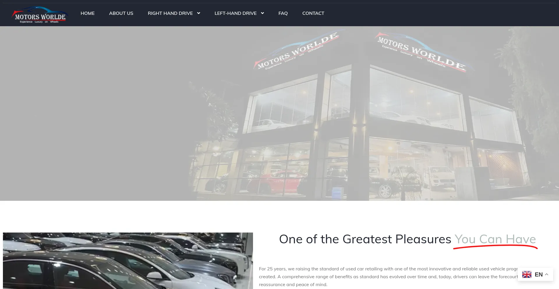 Website screenshot of Motorworldltd.com