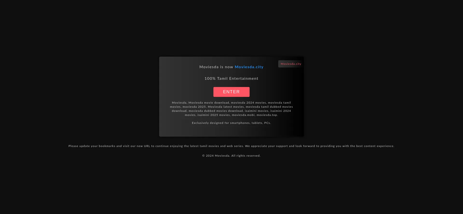 Website screenshot of Moviesda.mobi