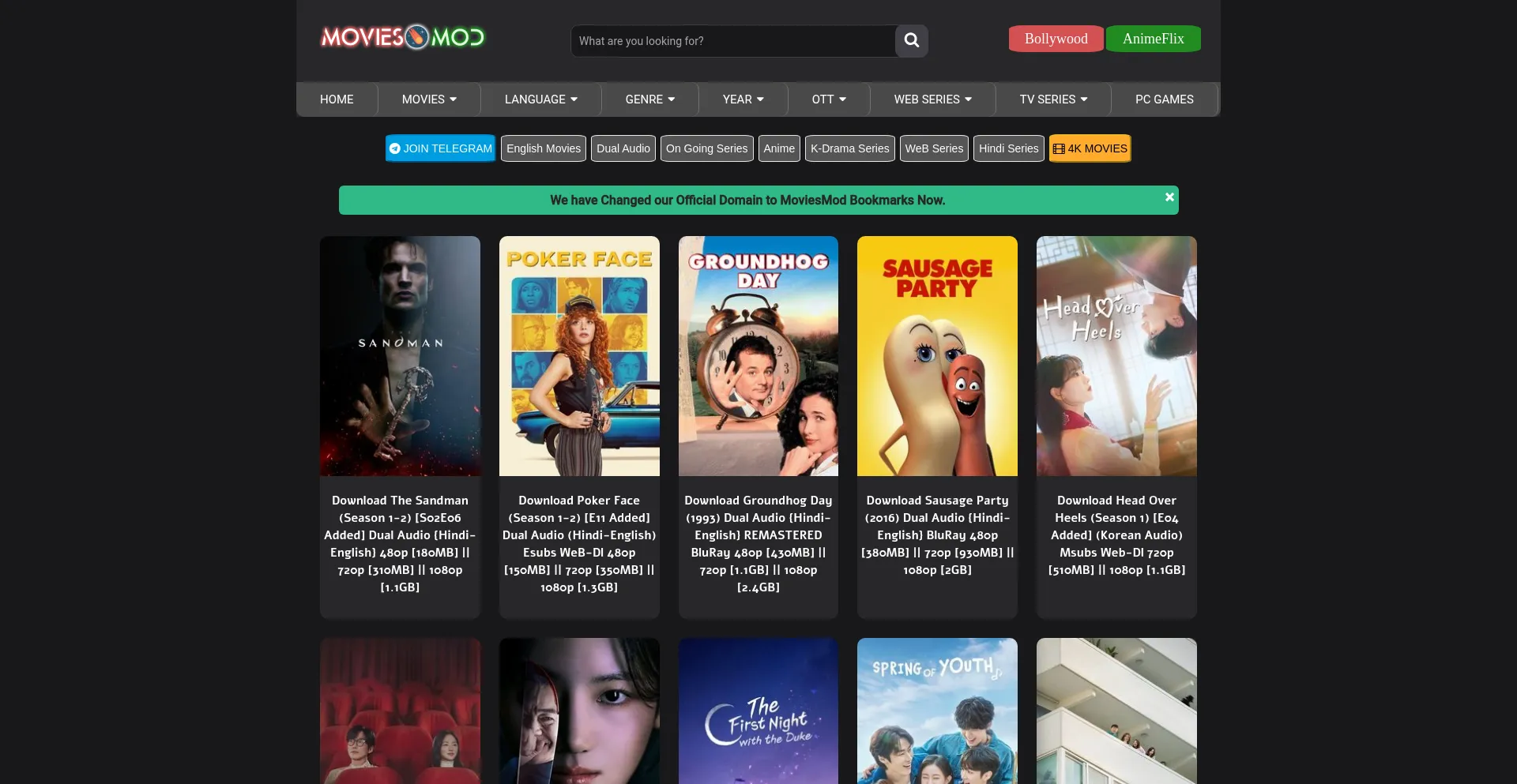 Website screenshot of Moviesmod.chat