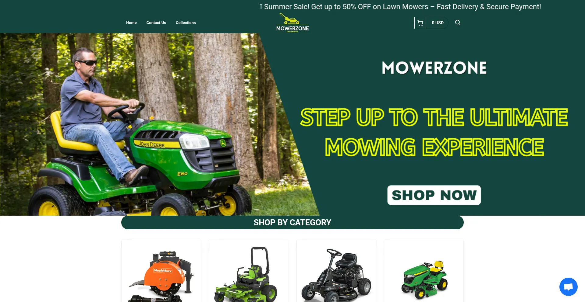 Website screenshot of Mowerzone.us