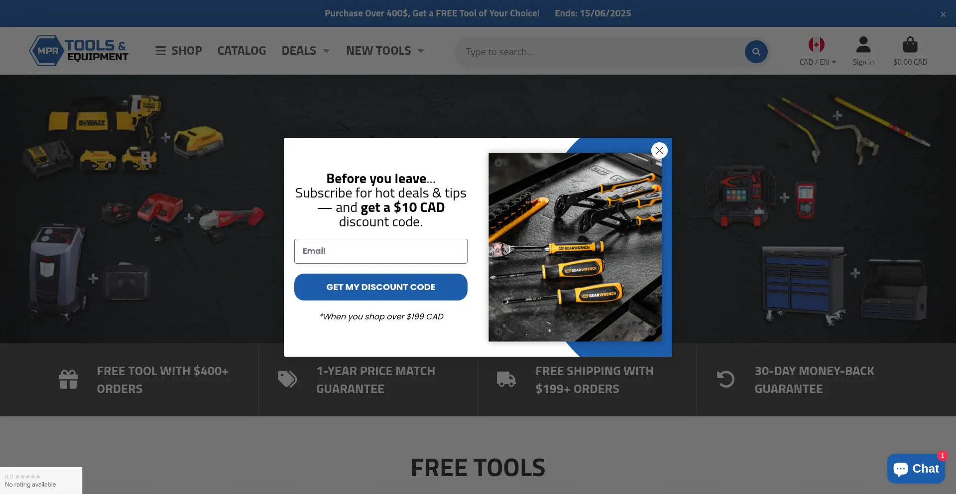 Website screenshot of Mprtools.com