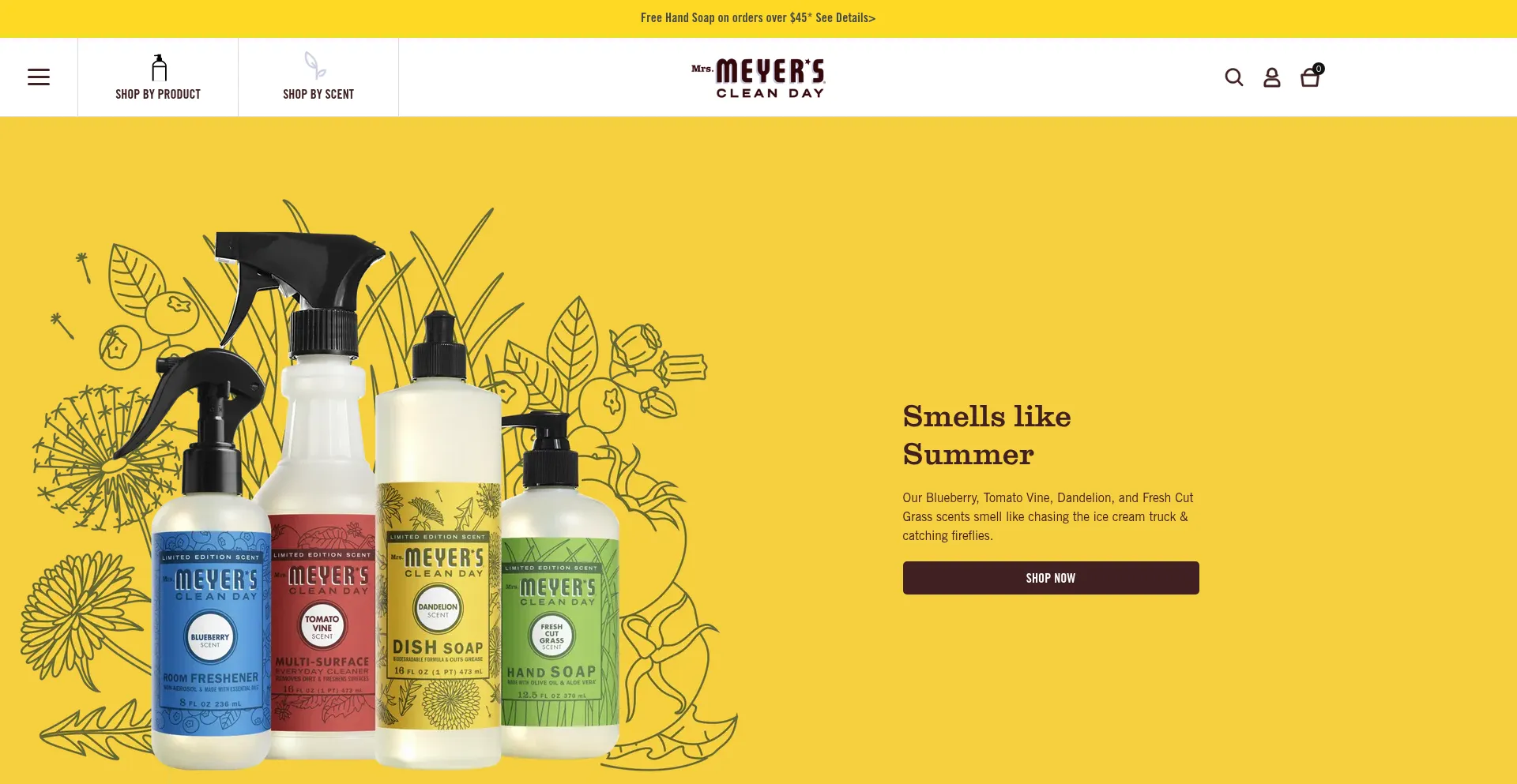Website screenshot of Mrsmeyers.com