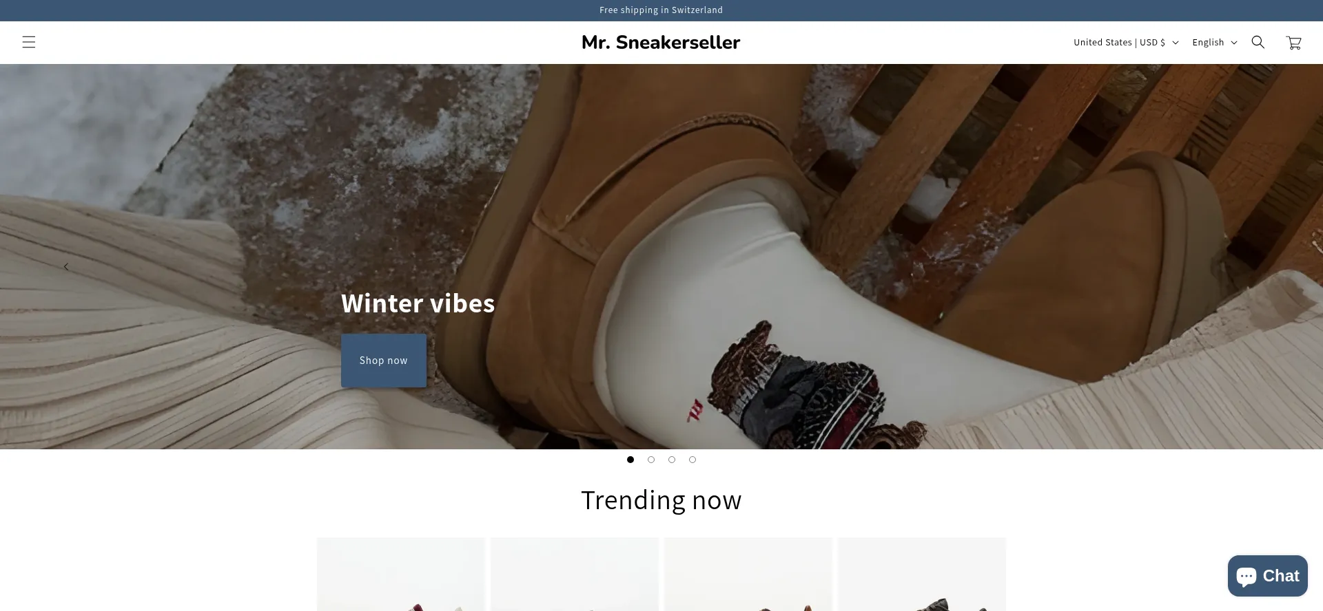 Website screenshot of Mrsneakerseller.ch
