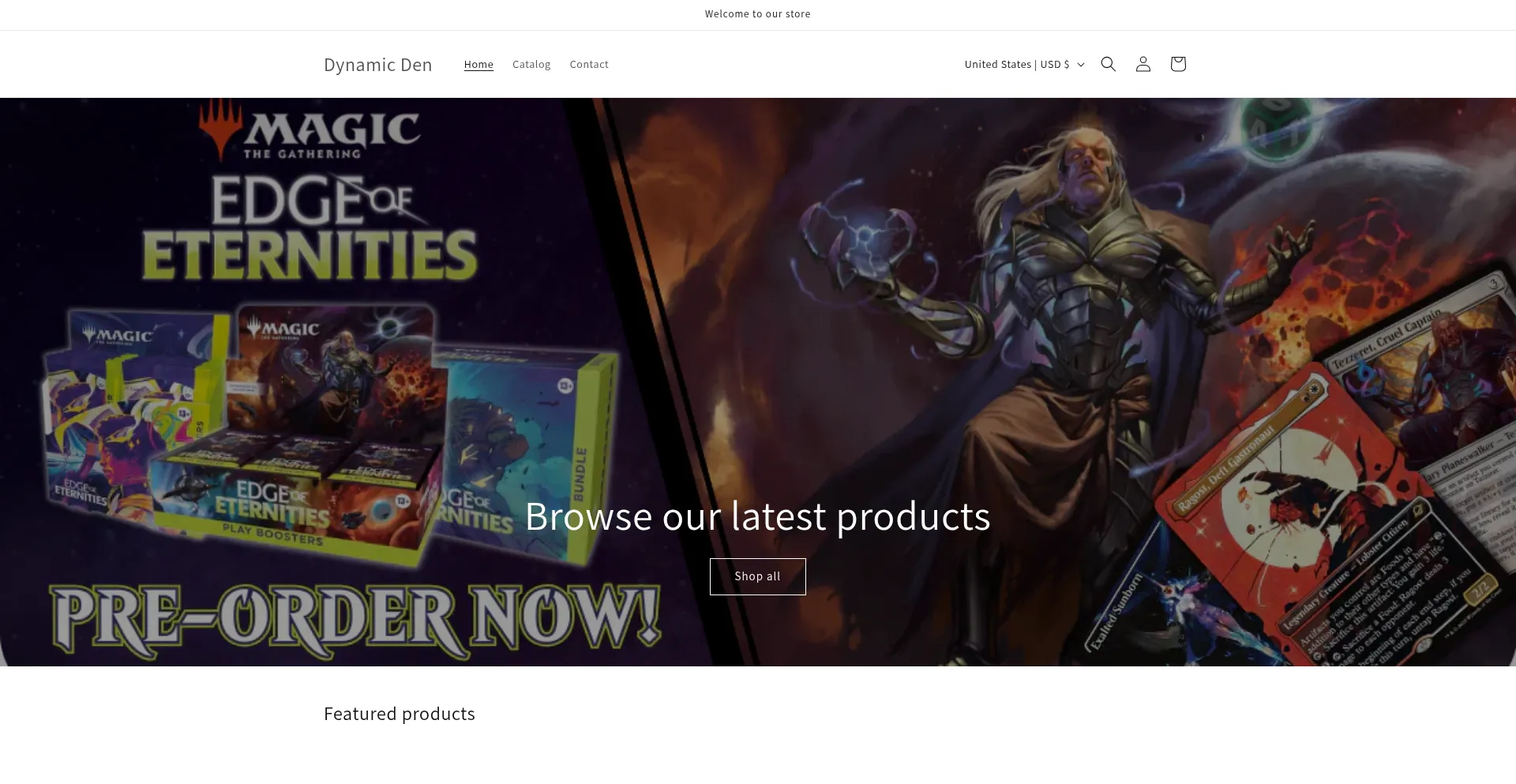 Website screenshot of Mtginstock.shop