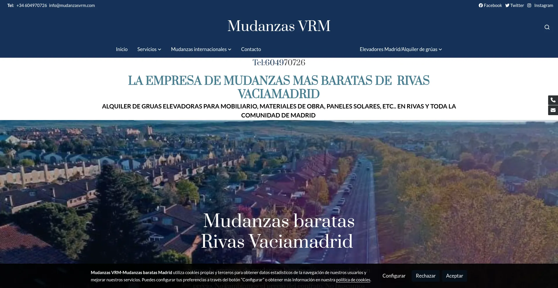 Website screenshot of Mudanzasvrm.com