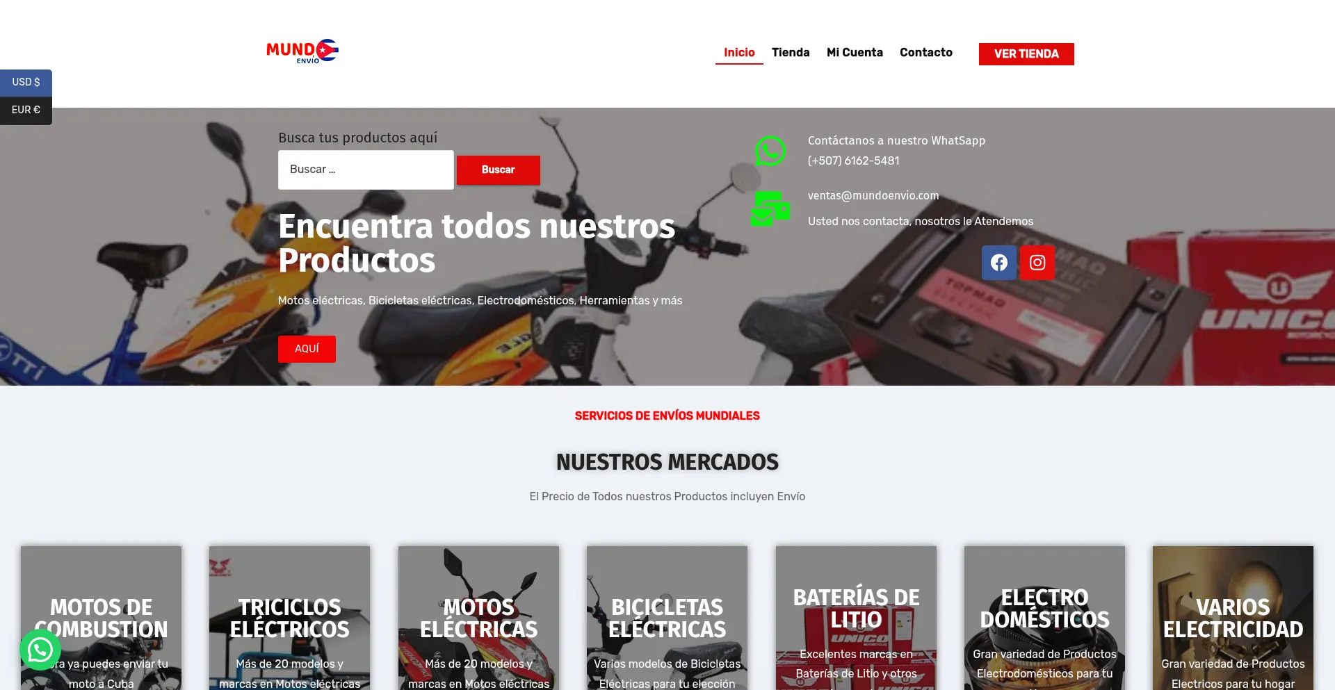 Website screenshot of Mundoenvio.com