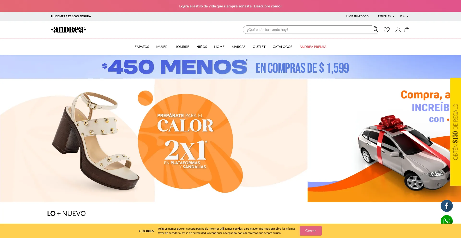 Website screenshot of Mx.andrea.com