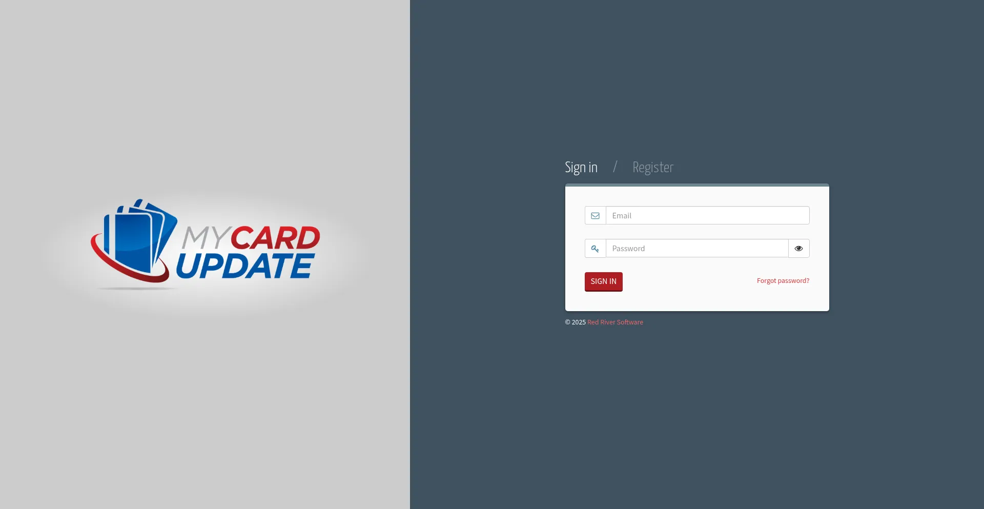 Website screenshot of Mycardupdate.com