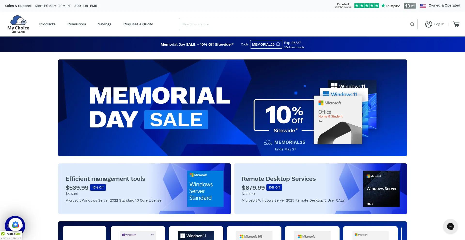 Website screenshot of Mychoicesoftware.com