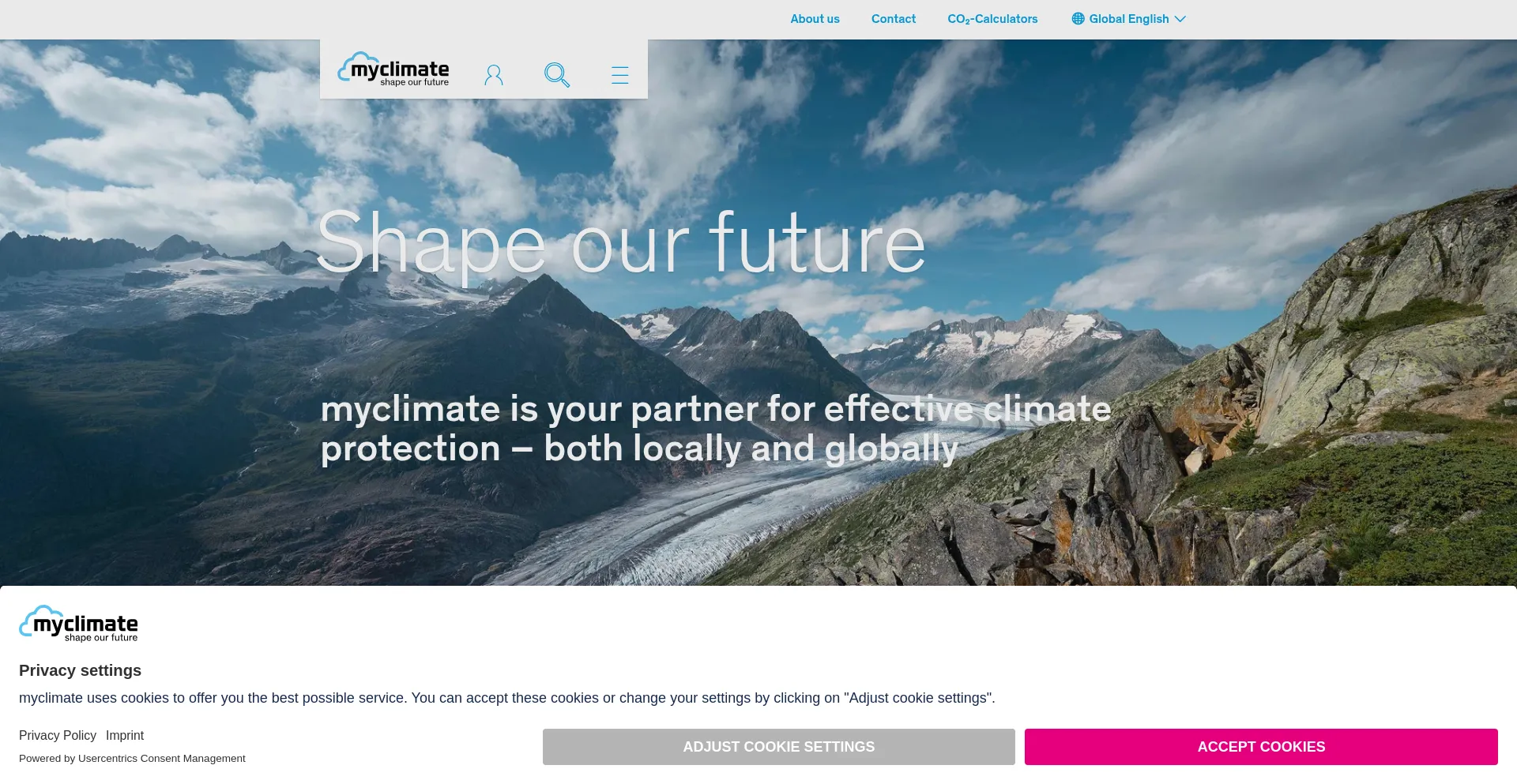 Website screenshot of Myclimate.org