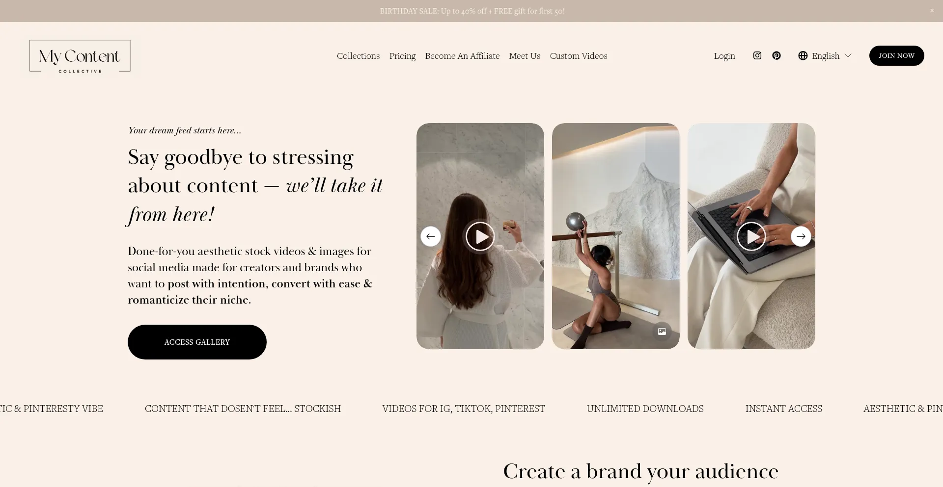 Website screenshot of Mycontentcollective.co