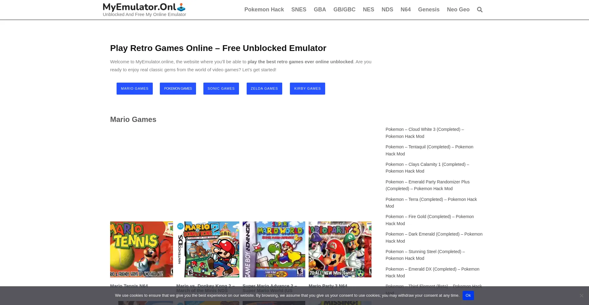 Website screenshot of Myemulator.onl