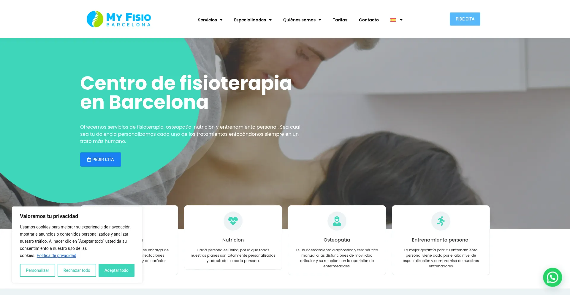 Website screenshot of Myfisiobcn.com