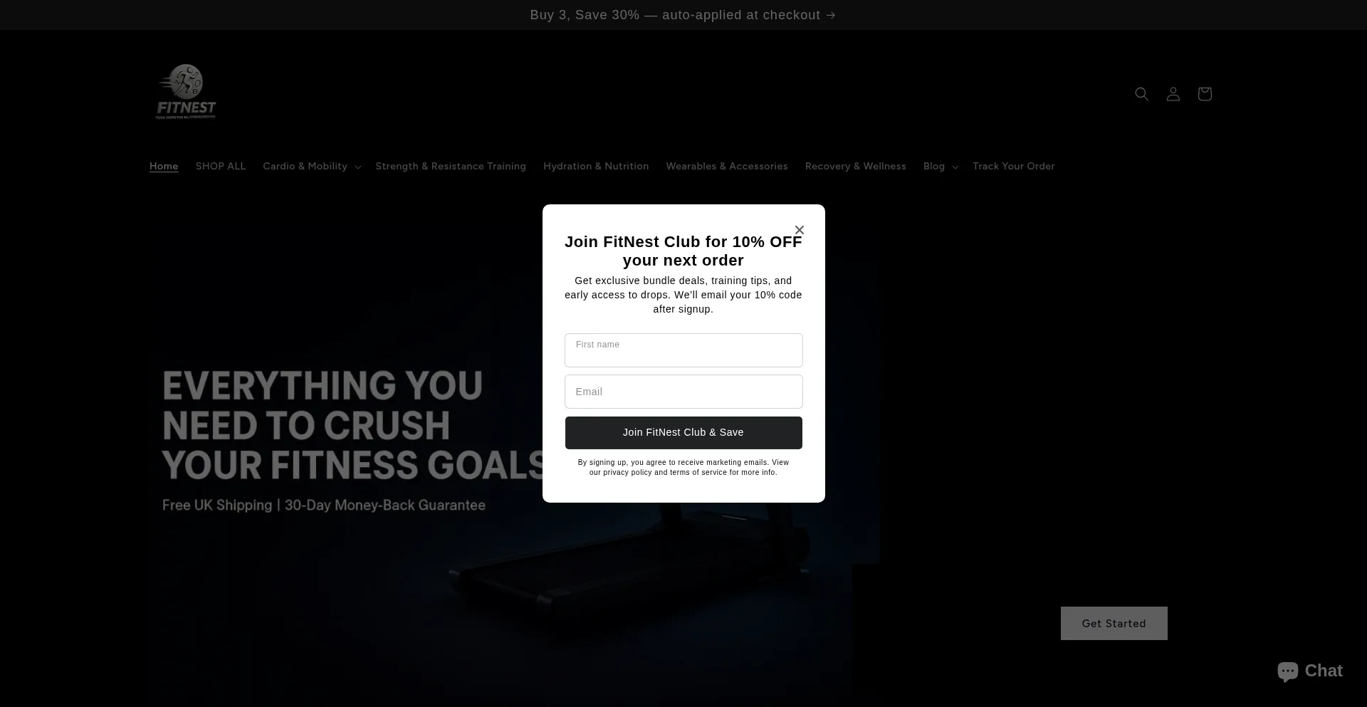 Website screenshot of Myfitnest.co.uk