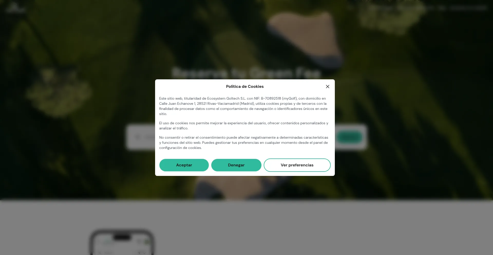 Website screenshot of Mygolf.es