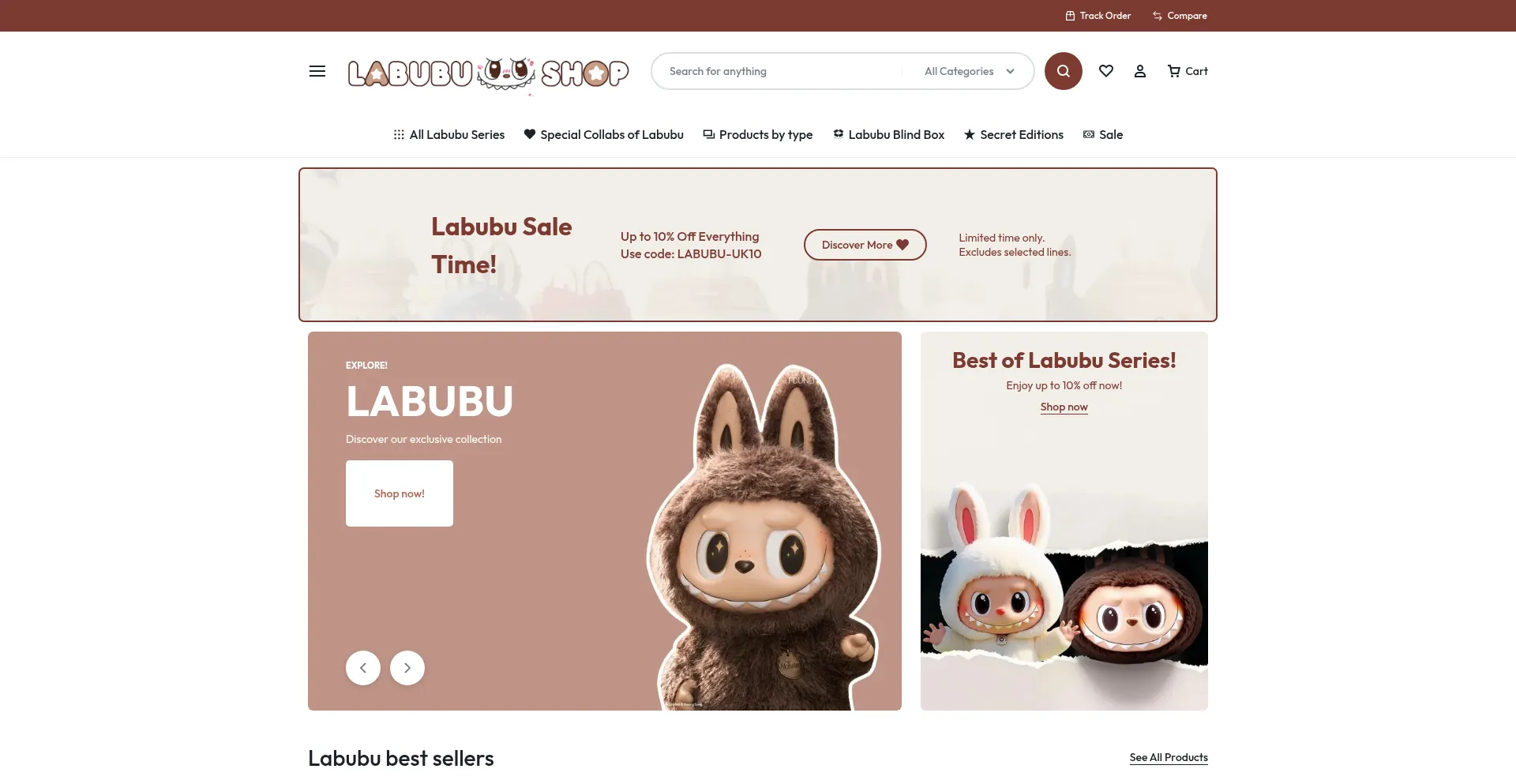 Website screenshot of Mylabubu.co.uk