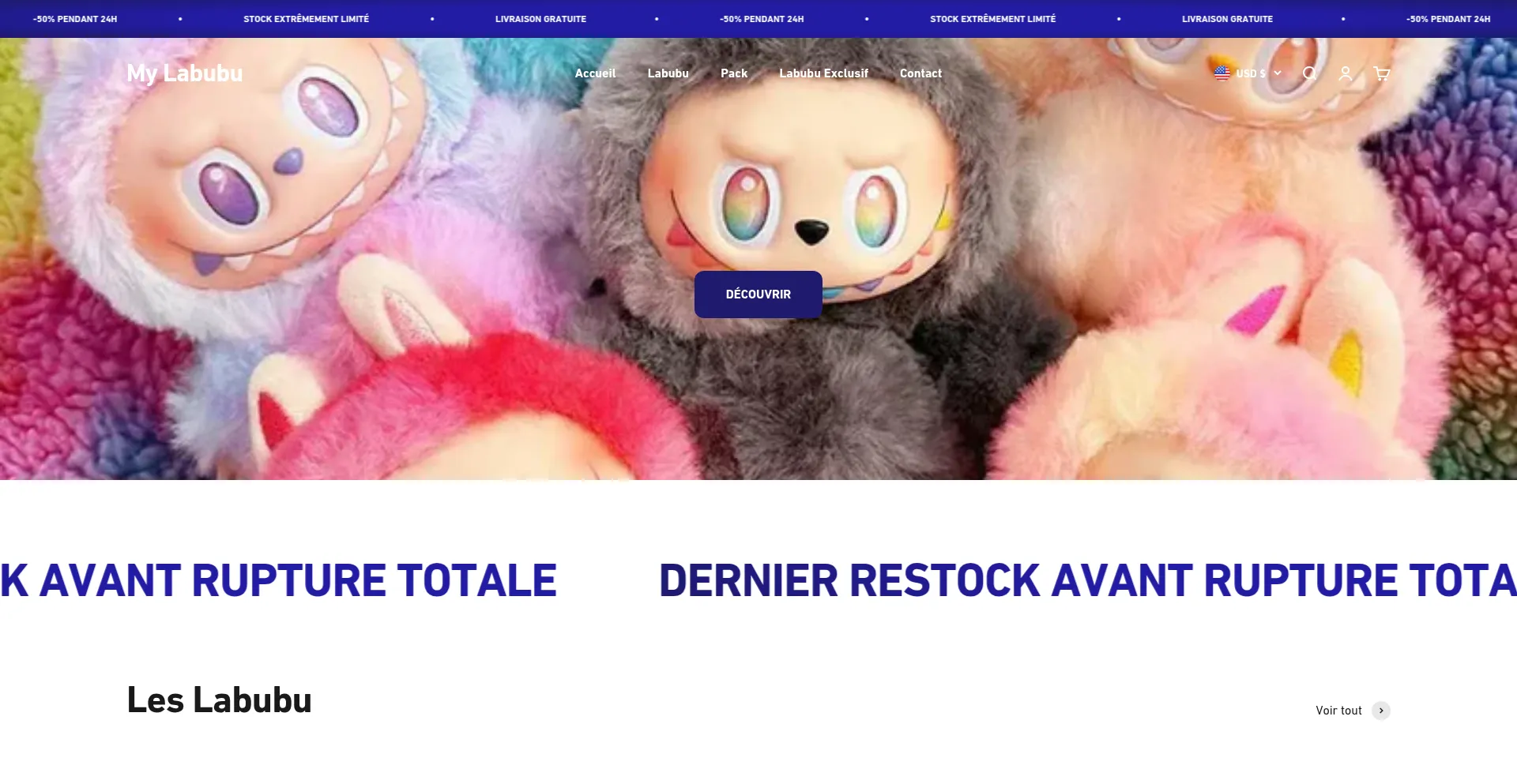 Website screenshot of Mylabubu.fr