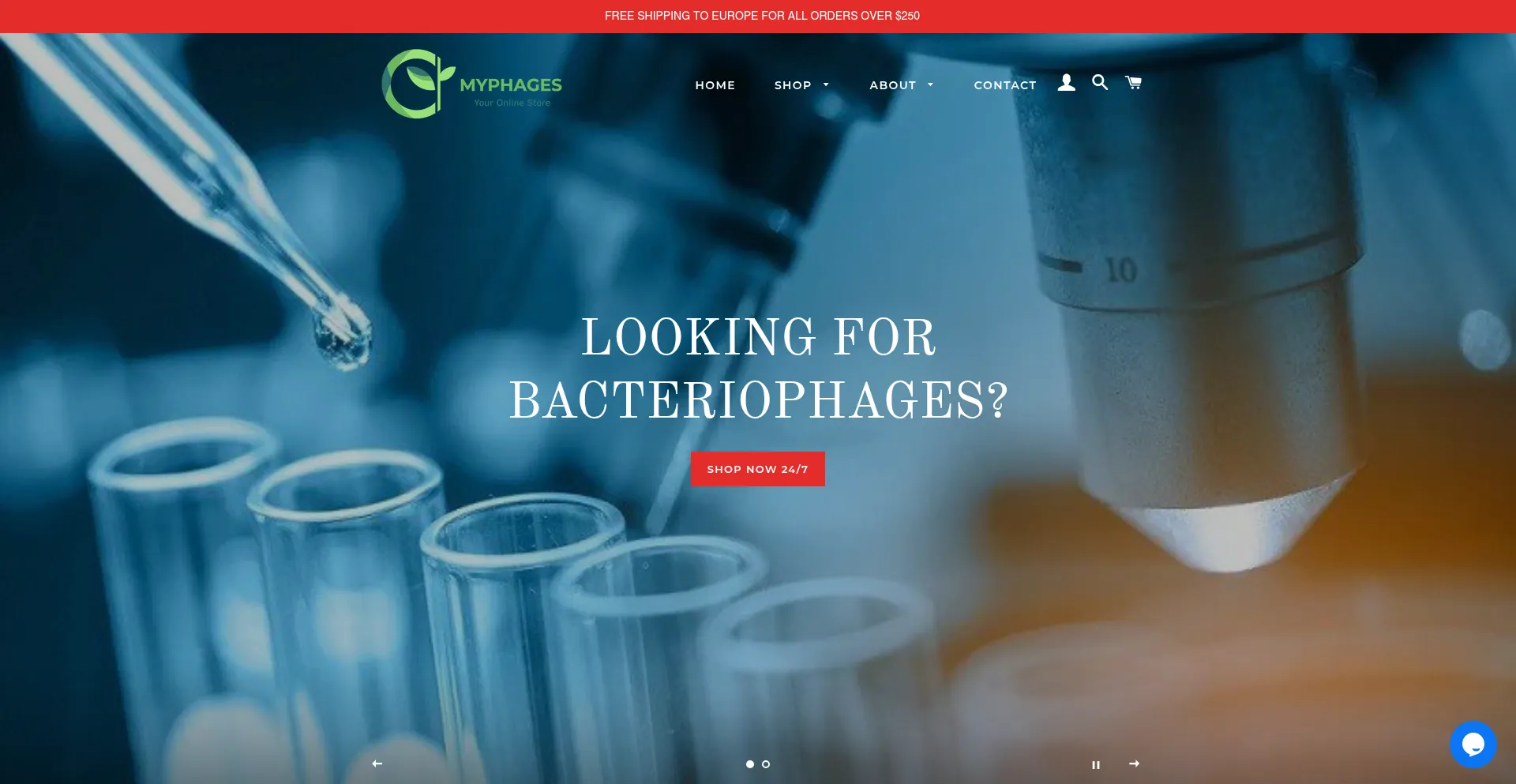 Website screenshot of Myphages.com