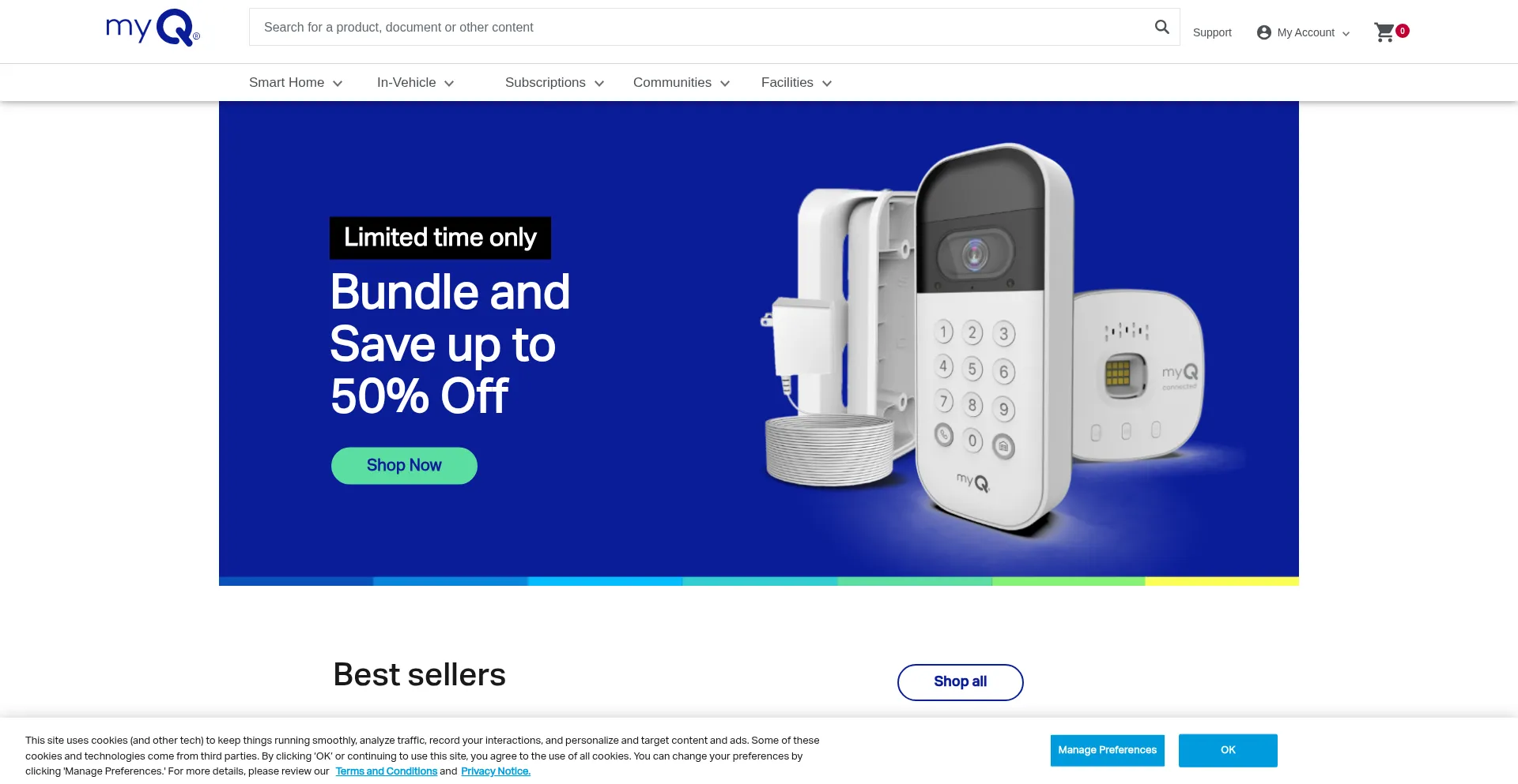 Website screenshot of Myq.com