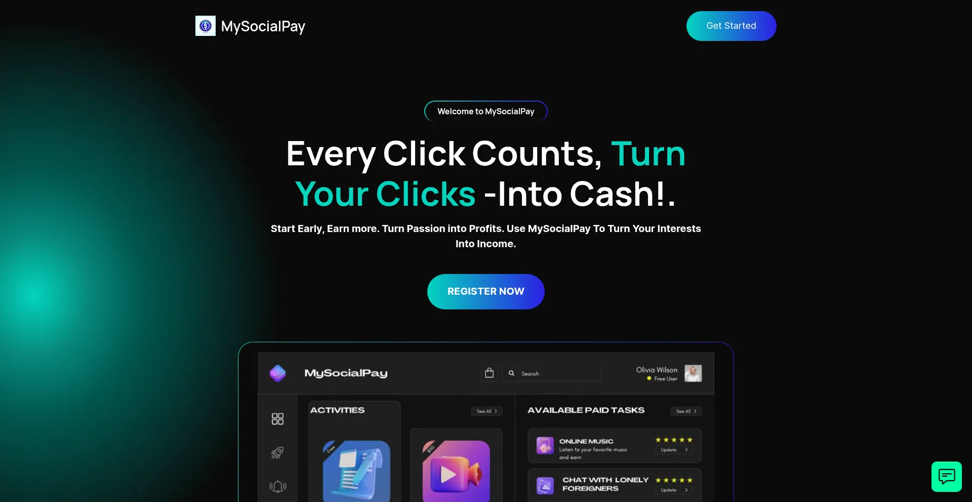 Website screenshot of Mysocialpay.net