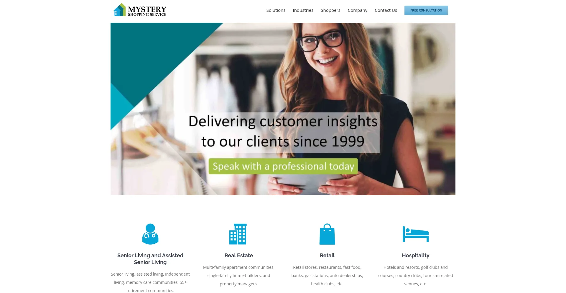 Website screenshot of Mysteryshoppingservice.com