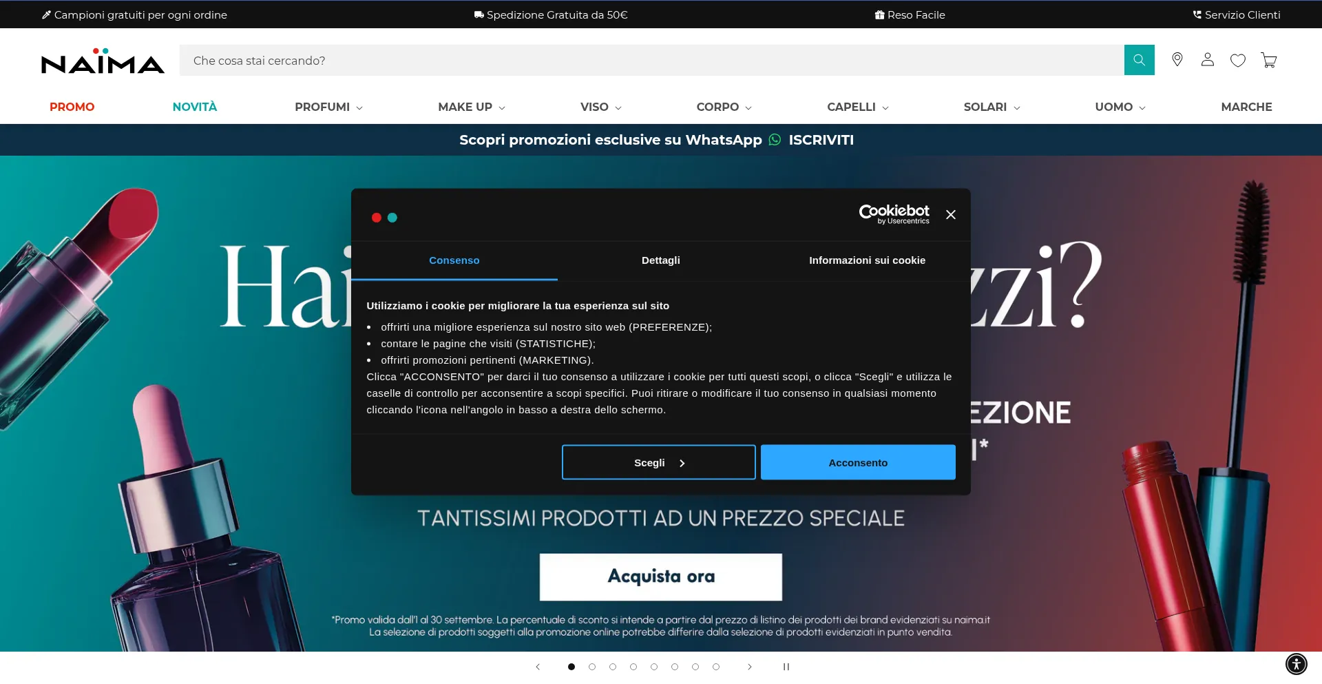 Website screenshot of Naima.it