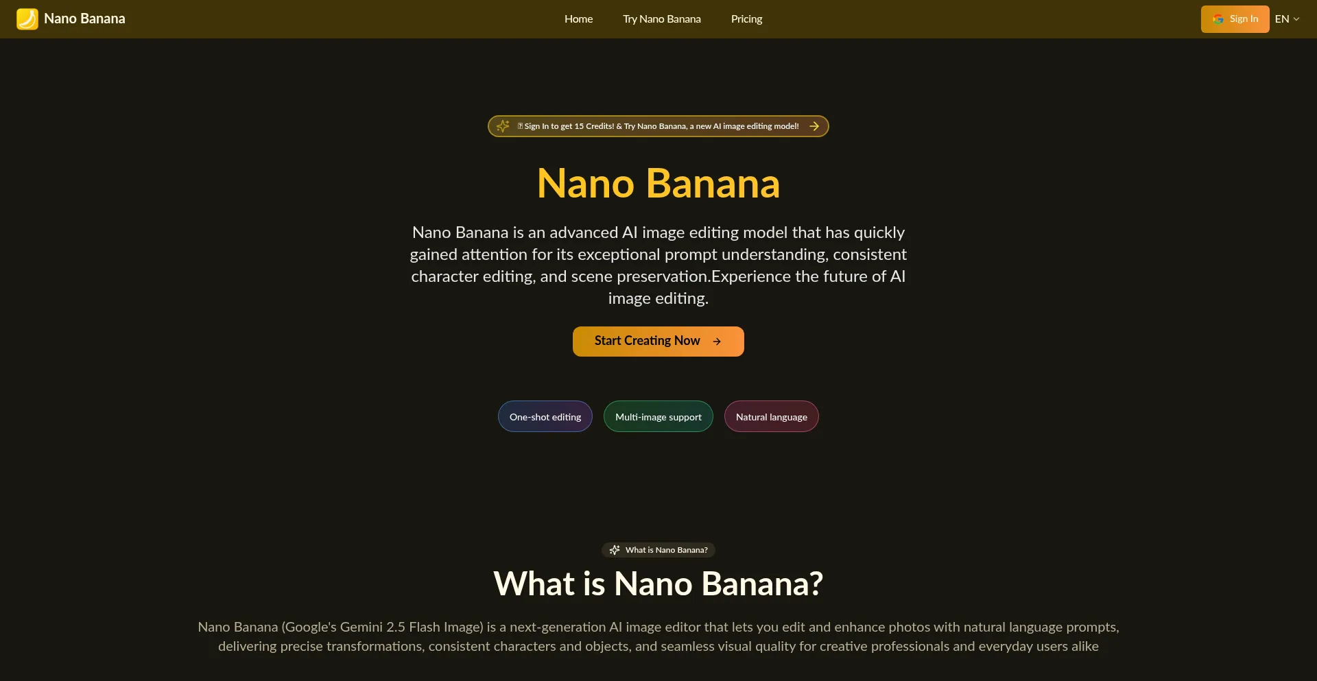 Website screenshot of Nanobanana.io