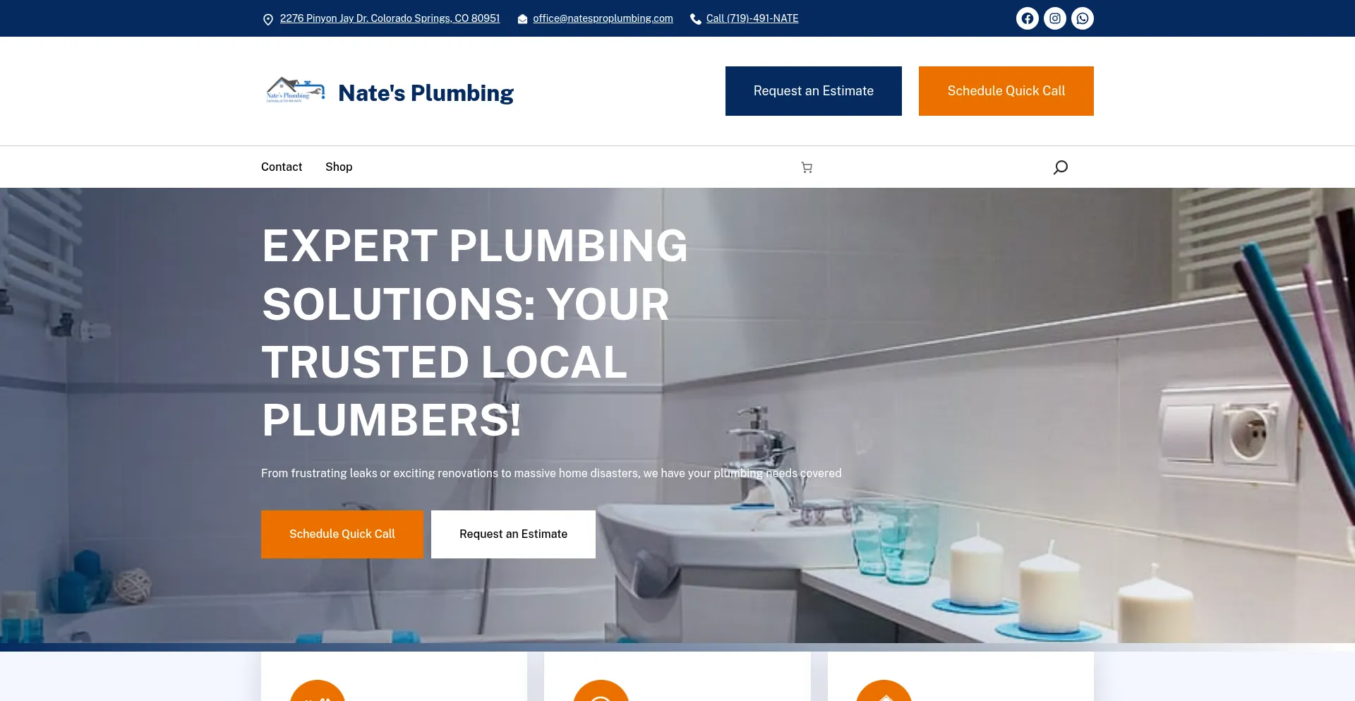 Website screenshot of Natesproplumbing.com