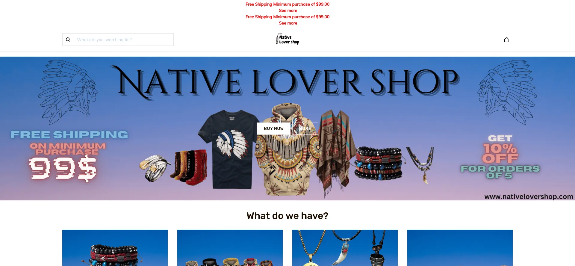 Website screenshot of Nativelovershop.com