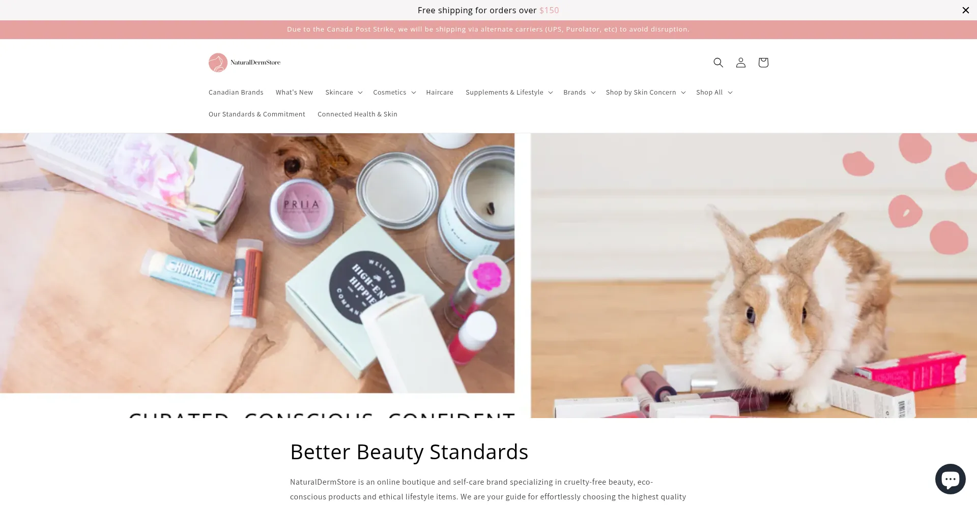 Website screenshot of Naturaldermstore.ca