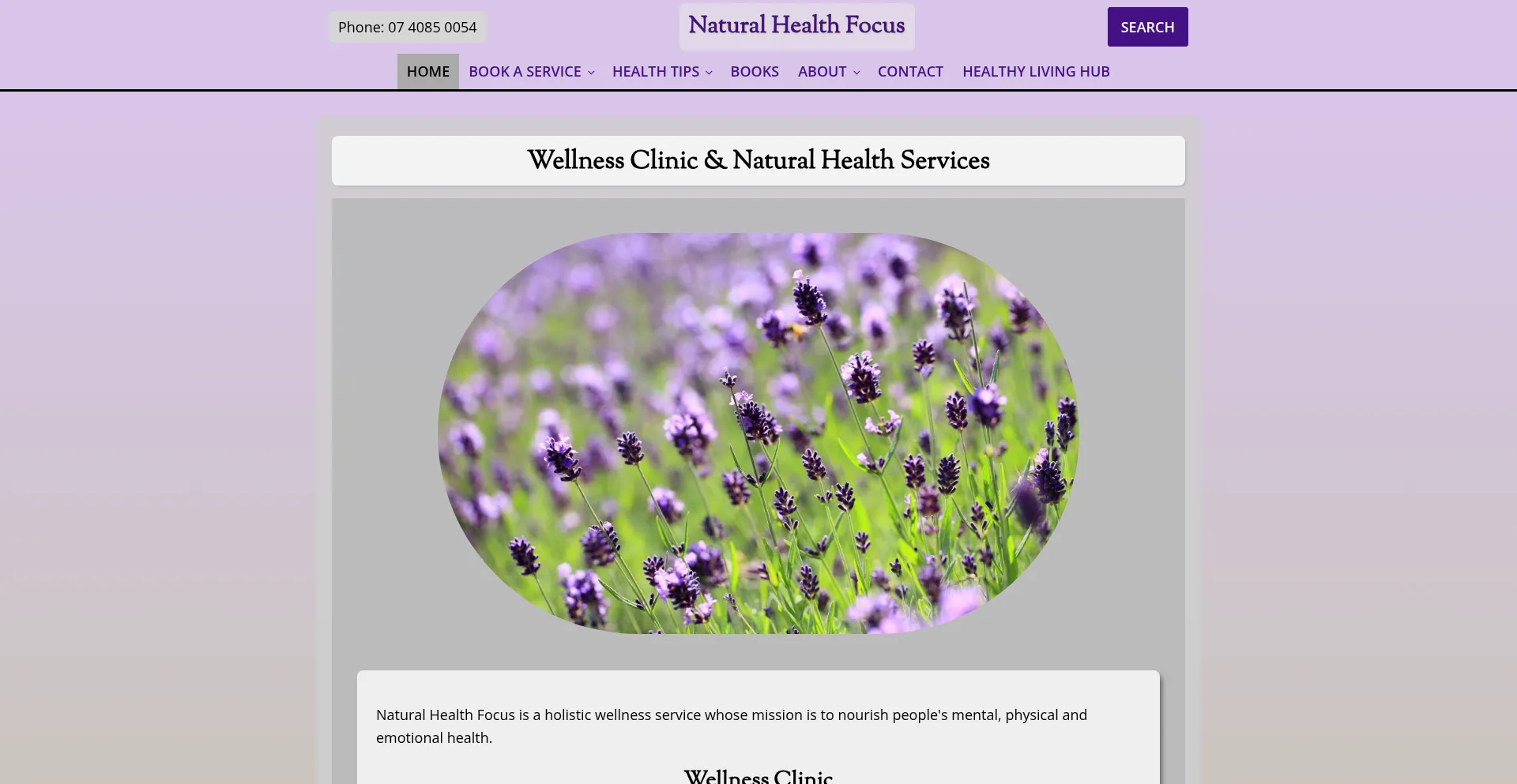 Website screenshot of Naturalhealthfocus.com.au