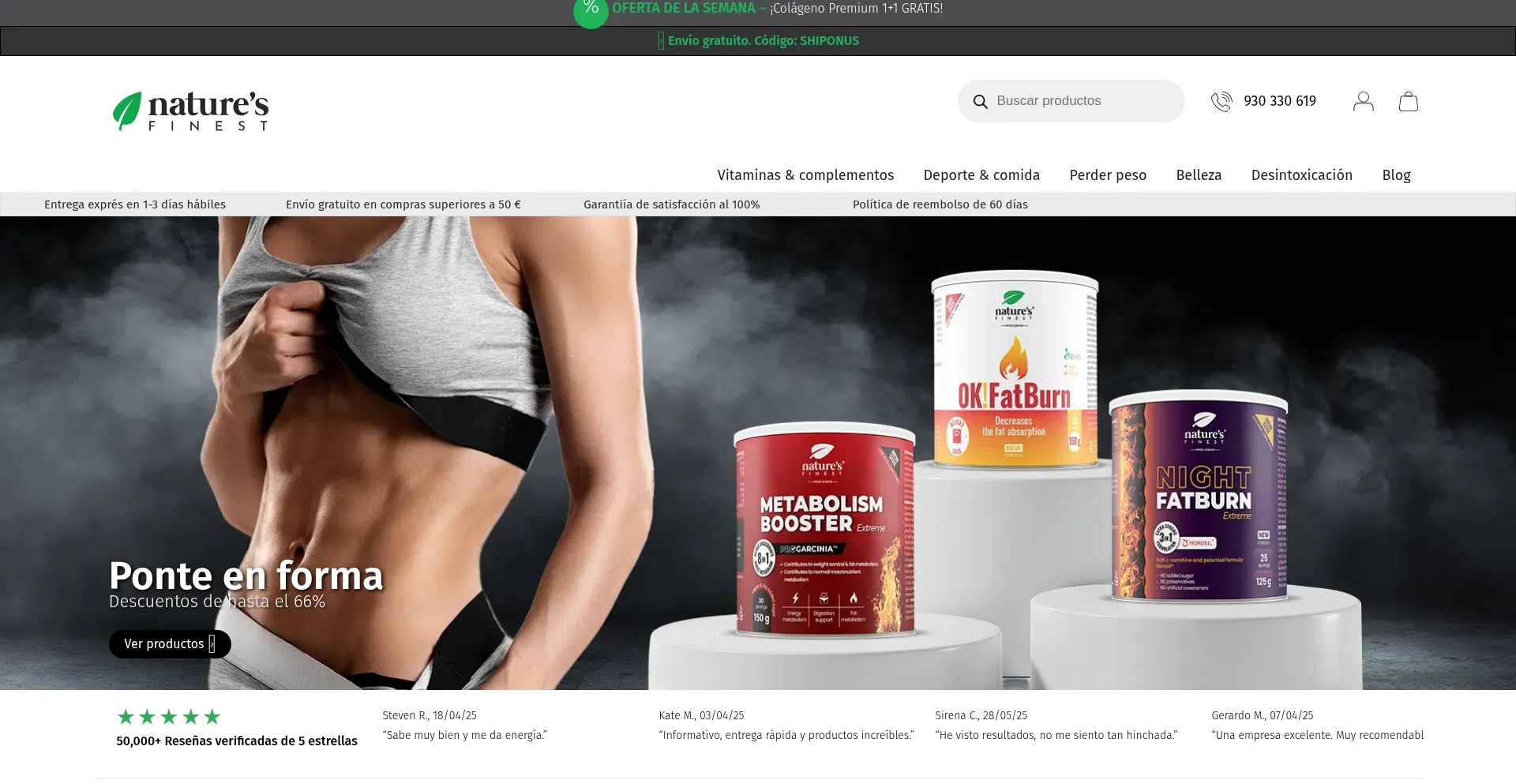 Website screenshot of Naturesfinest.es