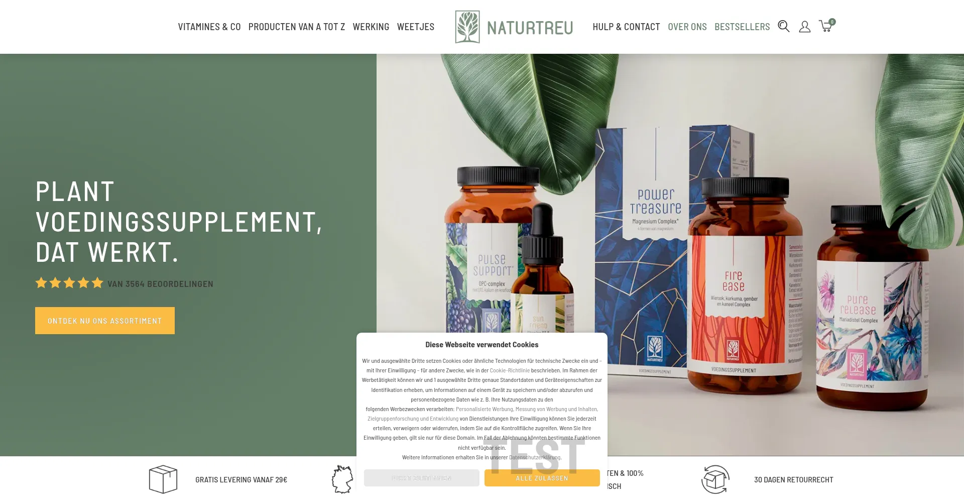 Website screenshot of Naturtreu.nl