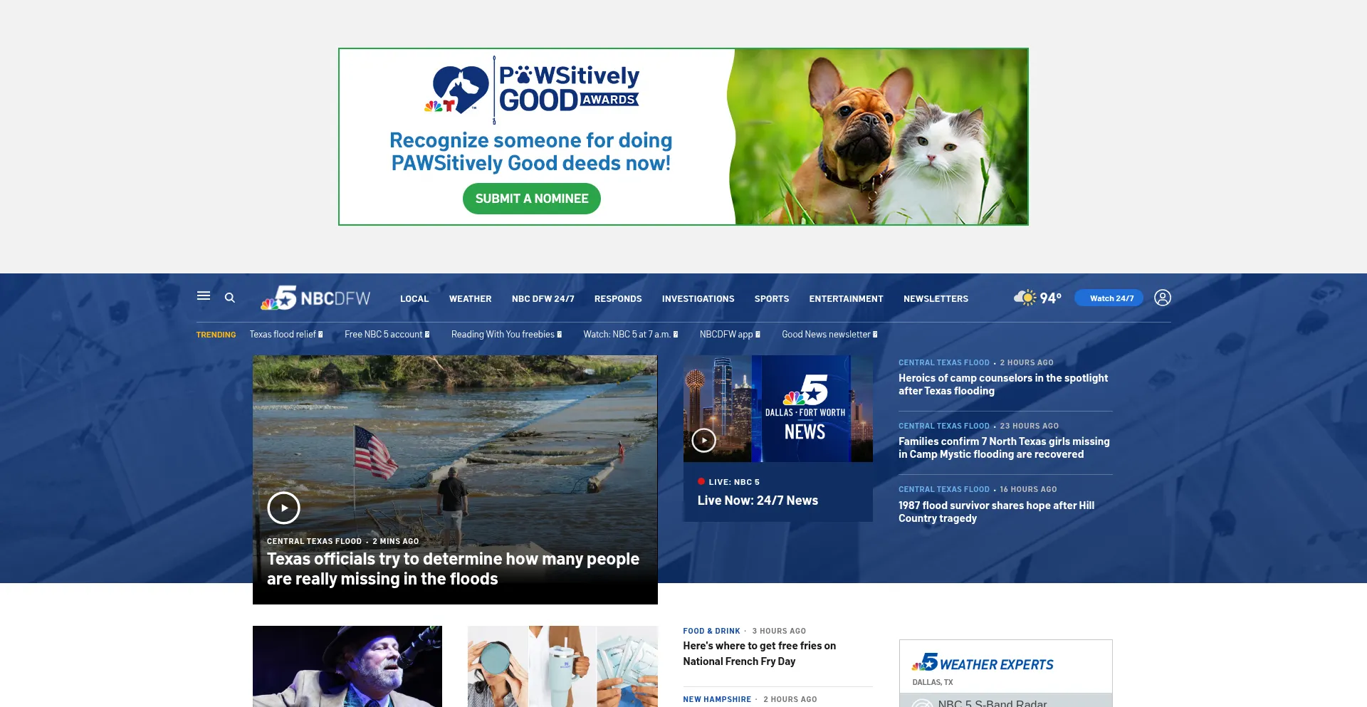 Website screenshot of Nbcdfw.com
