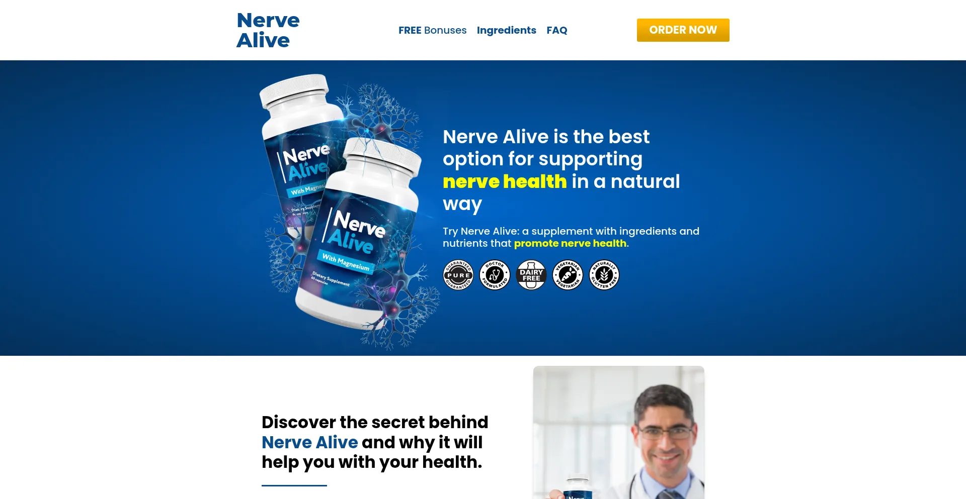 Website screenshot of Nervealive.com