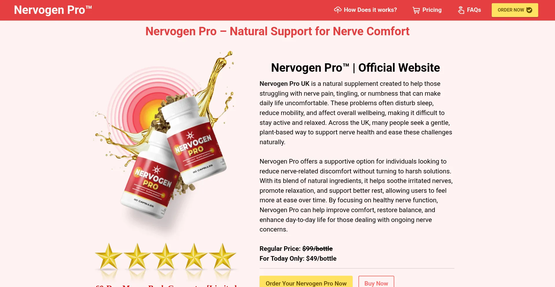 Website screenshot of Nervogenpro.uk