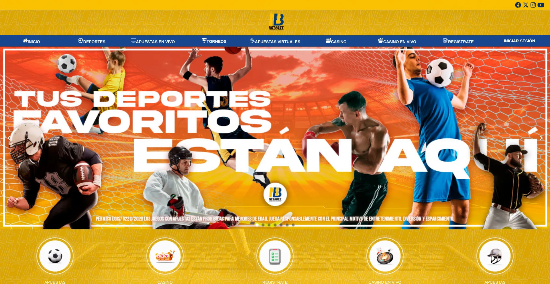 Website screenshot of Netabet.com.mx