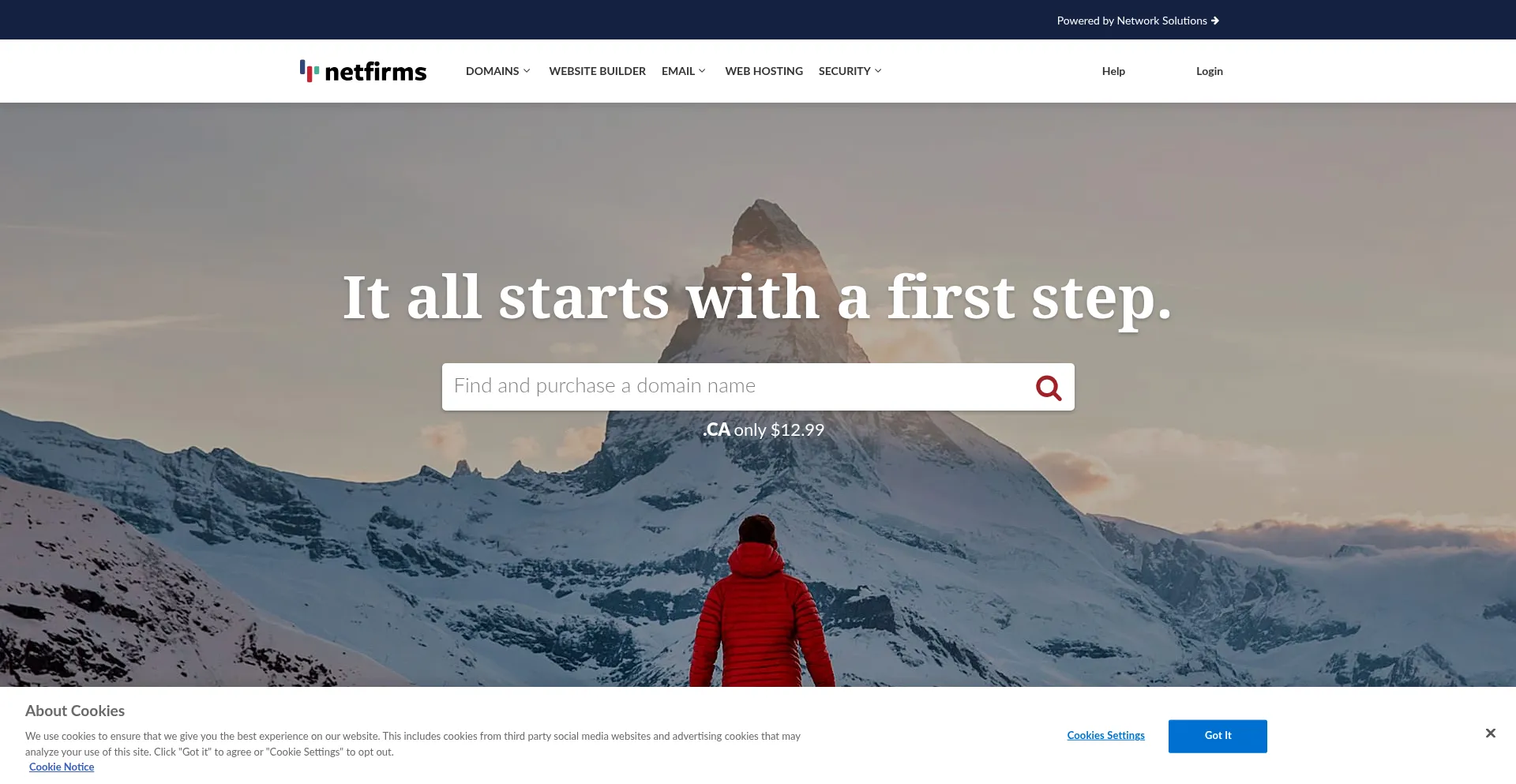 Website screenshot of Netfirms.ca
