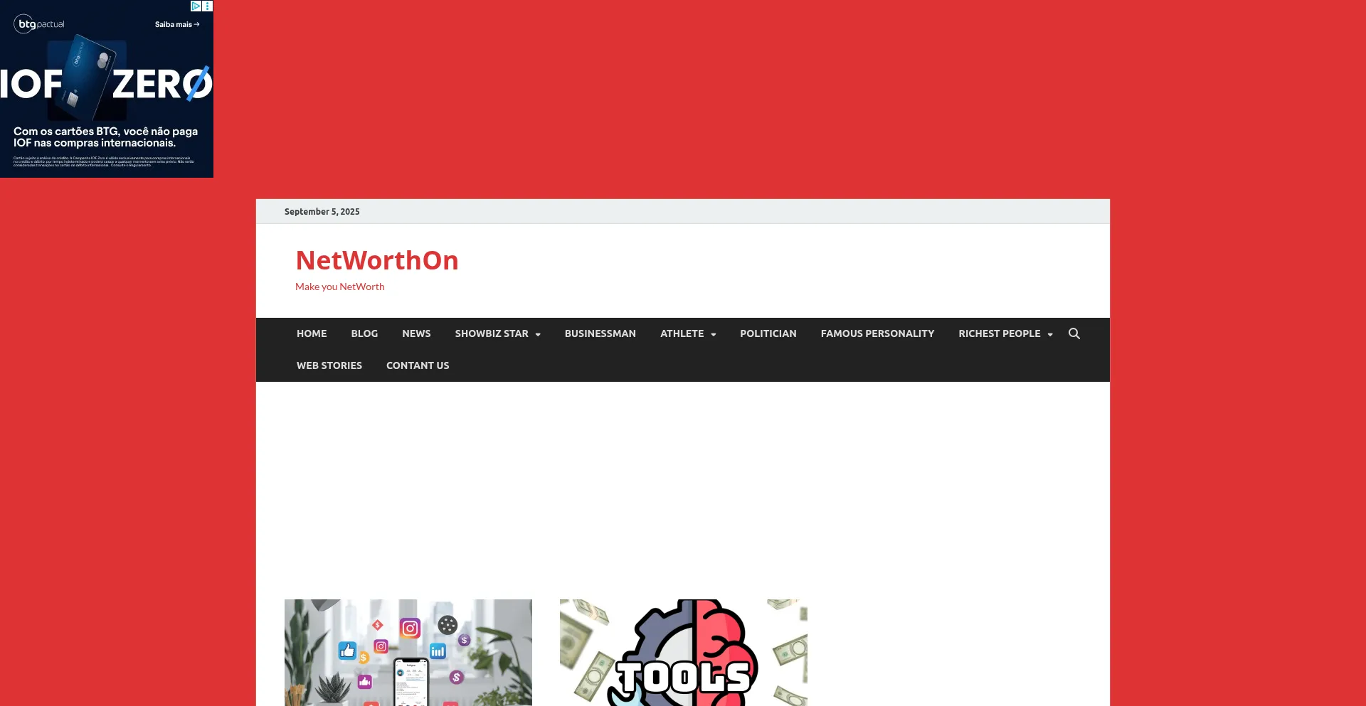 Website screenshot of Networthon.com