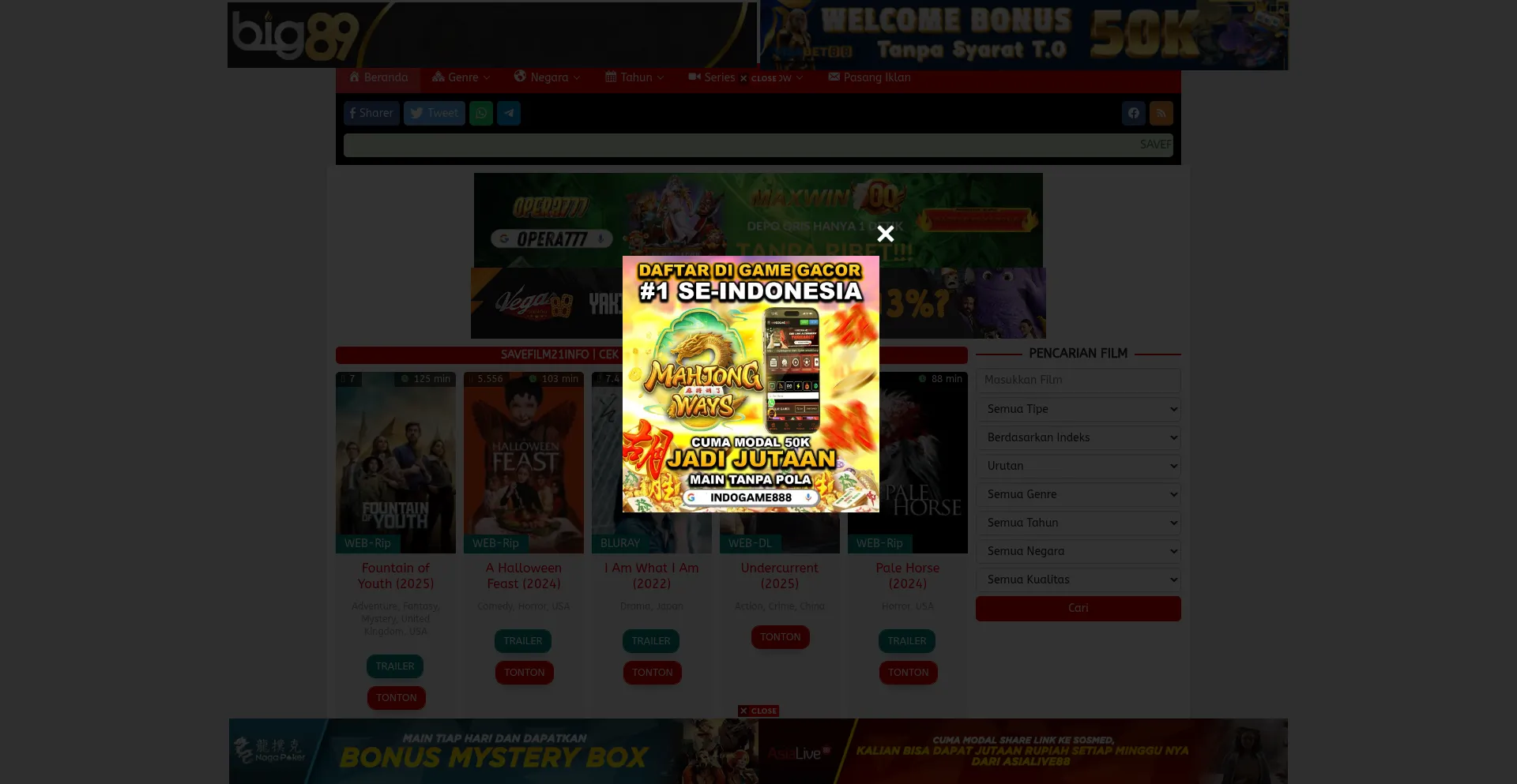 Website screenshot of New5.savefilm21info.com